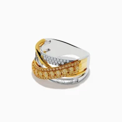Effy Jewelry Canare Two-Tone White u0026 Yellow Diamond Crossover Ring | Rings