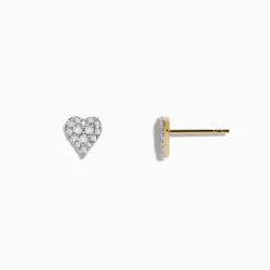 Effy Jewelry Casino 14K Yellow Gold Diamond Heart Stud Earrings | Earrings