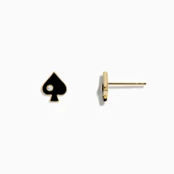 Effy Jewelry Casino 14K Yellow Gold Diamond Spade Suit Enamel Earrings | Earrings