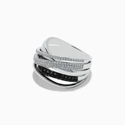 Effy Jewelry Caviar 14K White Gold White and Black Diamond Crossover Ring | Rings
