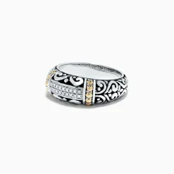 Effy Jewelry 925 Classic Silver u0026 Gold Diamond Ring, .07 TCW | Rings