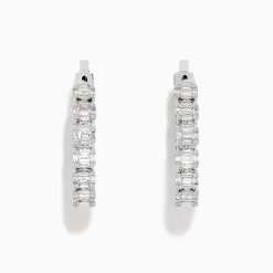 BH Multi Classique 14K White Gold 1" Diamond Hoop Earrings | Earrings