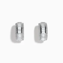 Effy Jewelry Classique 14K White Gold 1/2" Diamond Hoop Earrings 1.01 TCW | Earrings