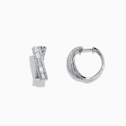 Effy Jewelry Classique 14K White Gold 5/8" Diamond Hoop Earrings, 1.06 TCW | Earrings