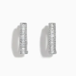Effy Jewelry Classique 14K White Gold Diamond 3/4" Hoop Earrings, 0.94 TCW | Earrings
