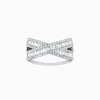 Effy Jewelry Classique 14K White Gold Diamond Cross Over Ring, 0.95 TCW | Rings