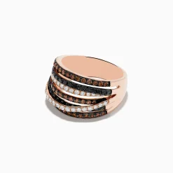 Effy Jewelry Confetti 14K Rose Gold Black, White and Espresso Diamond Ring, 1.36 TCW | Rings