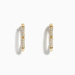 Effy Jewelry D'Oro 14 Karat Yellow Gold 5/8" Diamond Bamboo Hoop Earrings | Earrings
