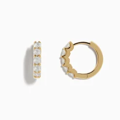 Effy Jewelry D'Oro 14 Karat Yellow Gold 5/8" Diamond Hoop Earrings 0.98 TCW | Earrings