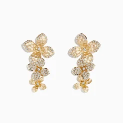 Effy Jewelry D'oro 14 Karat Yellow Gold Diamond Flower Drop Earrings | Earrings