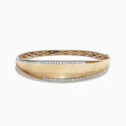 Effy Jewelry D'Oro 14K Brushed Yellow Gold Diamond Bangle, 0.77 TCW | Bracelets