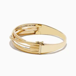 Effy Jewelry D'Oro 14K Brushed Yellow Gold Diamond Crossover Bangle 1.10 TCW | Bracelets