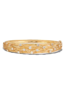 Effy Jewelry D'Oro 14K Textured Yellow Gold Diamond Bangle, 1.01 TCW | Bracelets