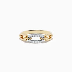 Effy Jewelry D'Oro 14K Two Tone Gold Diamond Interlocking Links Ring | Rings