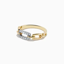 Effy Jewelry D'Oro 14K Two Tone Gold Diamond Interlocking Links Ring | Rings