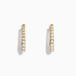 Effy Jewelry D'oro 14K Yellow 3/4" Diamond Hoop Earrings 0.49 TCW | Earrings