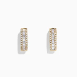 Effy Jewelry D'Oro 14K Yellow Gold 1/2" Diamond Hoop Earrings, 0.76 TCW | Earrings