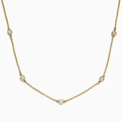Effy Jewelry D'Oro 14K Yellow Gold 18" Diamond Station Necklace, 0.21 TCW | Necklaces & Pendants