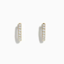 Effy Jewelry D'Oro 14k Yellow Gold 1/2" Diamond Huggie Earrings 0.41 TCW | Earrings