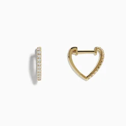 Effy Jewelry D'Oro 14k Yellow Gold 3/8" Diamond Huggie Earrings 0.22 TCW | Earrings