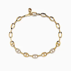Effy Jewelry D'oro 14K Yellow Gold Anchor Chain Diamond Bracelet 0.27 TCW | Bracelets
