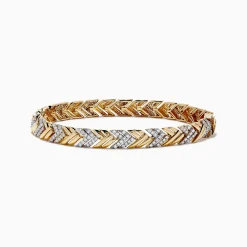 Effy Jewelry D'oro 14K Yellow Gold Braided Chain Link Diamond Bracelet 1.39 TCW | Bracelets