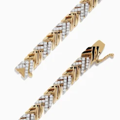 Effy Jewelry D'oro 14K Yellow Gold Braided Chain Link Diamond Bracelet 1.39 TCW | Bracelets