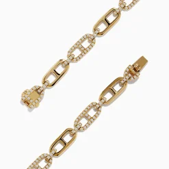 Effy Jewelry D'Oro 14K Yellow Gold Chain Link Diamond Bracelet 0.94 TCW | Bracelets