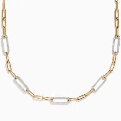 Effy Jewelry D'oro 14K Yellow Gold Diamond Paperclip Necklace | Necklaces & Pendants
