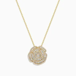 Effy Jewelry D'oro 14K Yellow Gold Diamond Flower Pendant 1.03 TCW | Necklaces & Pendants