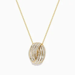 Effy Jewelry D'oro 14K Yellow Gold Diamond Crossover Pendant 1.03 TCW | Necklaces & Pendants