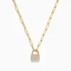Effy Jewelry D'Oro 14K Yellow Gold Diamond Lock Pendant 0.26 TCW | Necklaces & Pendants