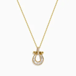 Effy Jewelry D'Oro 14K Yellow Gold Diamond Horseshoe Pendant | Necklaces & Pendants