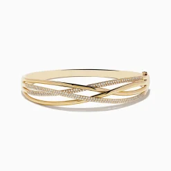 Effy Jewelry D'oro 14K Yellow Gold Diamond Crossover Bangle | Bracelets