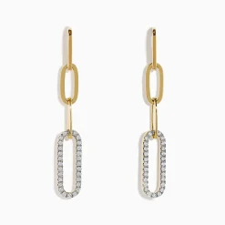 Effy Jewelry D'oro 14K Yellow Gold Diamond Paperclip Drop Earrings | Earrings