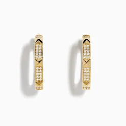 Effy Jewelry D'Oro 14K Yellow Gold Diamond Hoop Earrings | Earrings