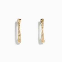 Effy Jewelry D'Oro 14K Yellow Gold Diamond Hoop Earrings | Earrings