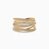 Effy Jewelry D'Oro 14K Yellow Gold Diamond Crossover Ring, 0.54 TCW | Rings