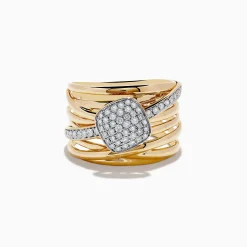 Effy Jewelry D'Oro 14K Yellow Gold Diamond Crossover Ring, 0.47 TCW | Rings