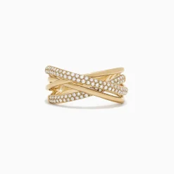 Effy Jewelry D'Oro 14K Yellow Gold Diamond Crossover Ring, 0.40 TCW | Rings
