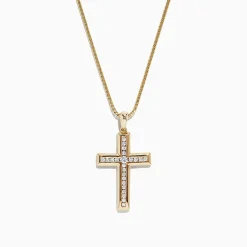Effy Jewelry D'Oro 14K Yellow Gold Diamond Cross Pendant, 0.25 TCW | Necklaces & Pendants