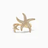 BH D'Oro 14K Yellow Gold Diamond Starfish Ring, 0.71 TCW | Rings