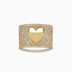 Effy Jewelry D'oro 14K Yellow Gold Diamond Open-Heart Ring | Rings