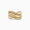 Effy Jewelry D'oro 14K Yellow Gold Diamond Wavy Band | Rings