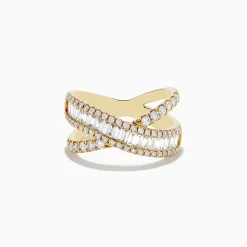 Effy Jewelry D'Oro 14K Yellow Gold Diamond Criss Cross Ring 1.14 TCW | Rings