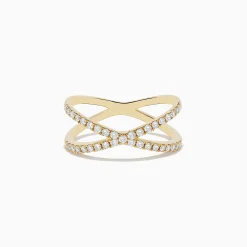 Effy Jewelry D'oro 14K Yellow Gold Diamond Crossover Ring 0.37 TCW | Rings
