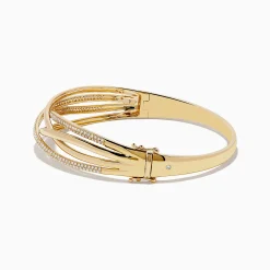 Effy Jewelry D'oro 14K Yellow Gold Diamond Crossover Bangle | Bracelets