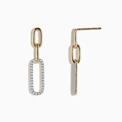 BH Multi D'Oro 14K Yellow Gold Diamond Paperclip Earrings, 0.29 TCW | Earrings