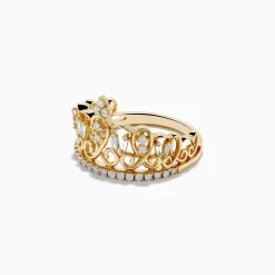 Effy Jewelry D'Oro 14K Yellow Gold Diamond Accented Crown Ring, 0.41 TCW | Rings