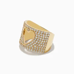 Effy Jewelry D'oro 14K Yellow Gold Diamond Open-Heart Ring | Rings